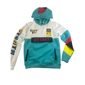 8IGTH DSTRKT Men's Colorblock Patch‎ Half Zip Hoodie Size S Urban Streetwear